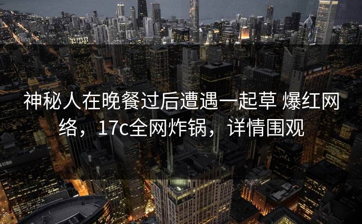 神秘人在晚餐过后遭遇一起草 爆红网络，17c全网炸锅，详情围观