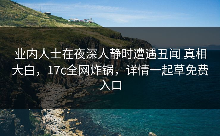 业内人士在夜深人静时遭遇丑闻 真相大白，17c全网炸锅，详情一起草免费入口