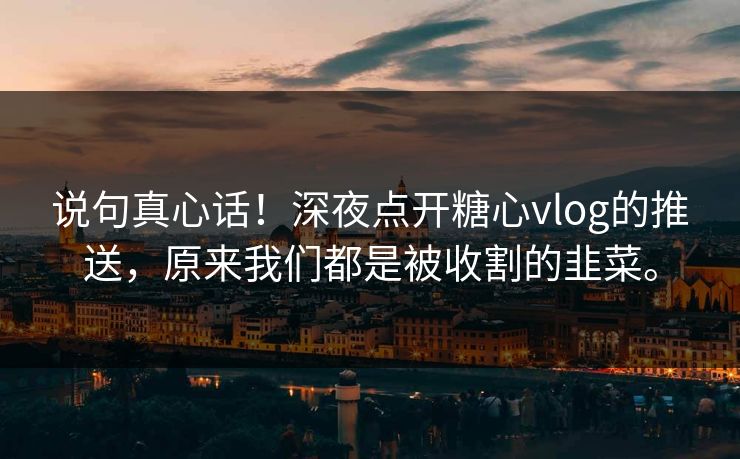 说句真心话！深夜点开糖心vlog的推送，原来我们都是被收割的韭菜。