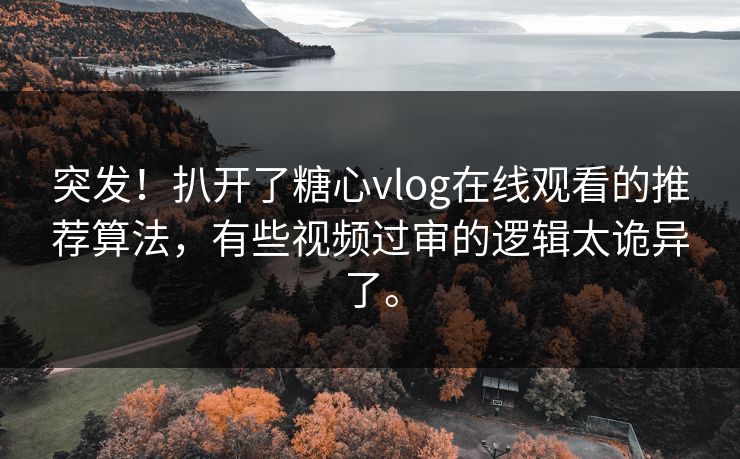 突发！扒开了糖心vlog在线观看的推荐算法，有些视频过审的逻辑太诡异了。