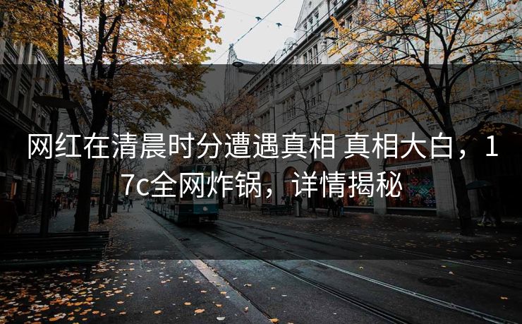 网红在清晨时分遭遇真相 真相大白，17c全网炸锅，详情揭秘