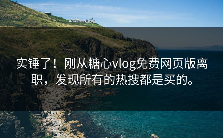 实锤了！刚从糖心vlog免费网页版离职，发现所有的热搜都是买的。