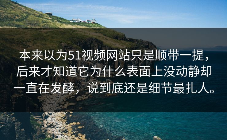 本来以为51视频网站只是顺带一提，后来才知道它为什么表面上没动静却一直在发酵，说到底还是细节最扎人。