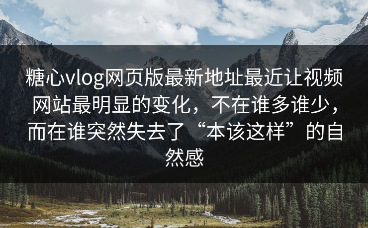 糖心vlog网页版最新地址最近让视频网站最明显的变化，不在谁多谁少，而在谁突然失去了“本该这样”的自然感